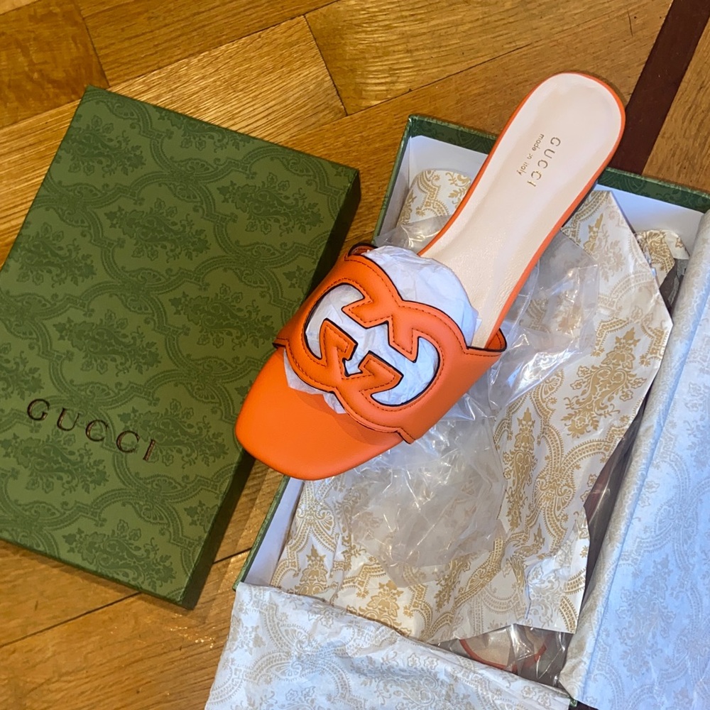 Gucci Women's Bold Orange Slide Sandals